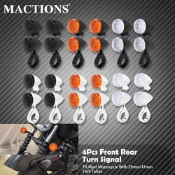 4PCS Motorcycle Fork LED Turn Signal With 39mm/41mm Front Rear Fork Clamp Light Indicator Lamp For Harley Sportster Dyna Bobber