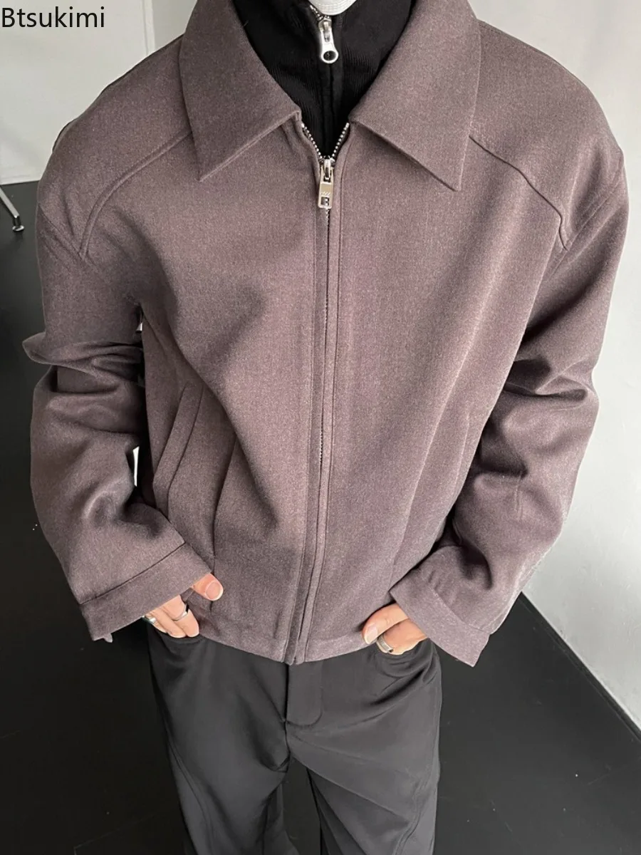 

2026 High-grade Men's Clothing Retro Casual Short Jackets Spring Fall Solid Fashion All-match Men Coats Minimalist Street Jacket