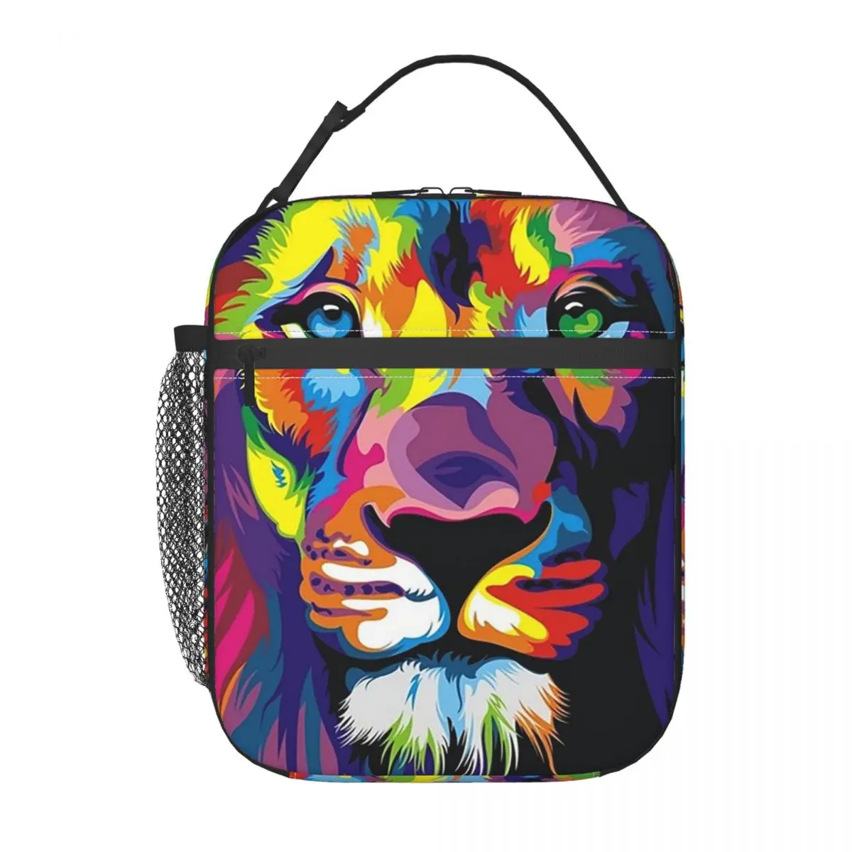 

Изолированная сумка для обеда с изображением радужного льва в стиле граффити Бэнкси, в стиле поп-арт, для женщин и детей, портативная термосумка для еды, термосумка-тоут