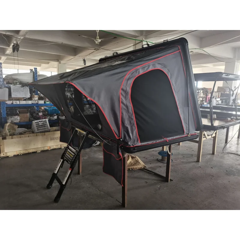 Aluminum alloy fully automatic triangular side-flip roof tent, quick-open camping tent, essential car tent self-driving trip