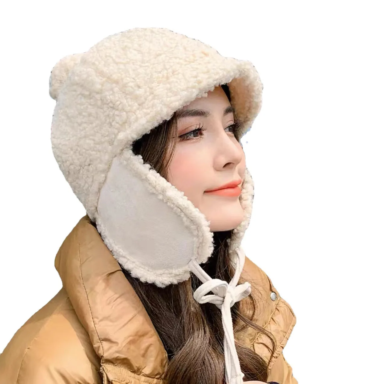 Women's Warm, Thickened, Windproof Korean-Style Ear-Covering Elegant Versatile Cycling Beanie