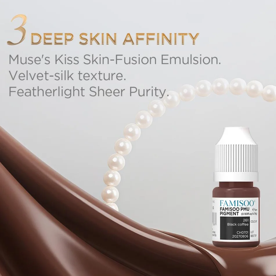 FAMISOO 5ml PMU Microblading หมึกสําหรับ Lip แต่งหน้าสีหมึกสัก Professional PMU Microblading หมึกกึ่งถาวร