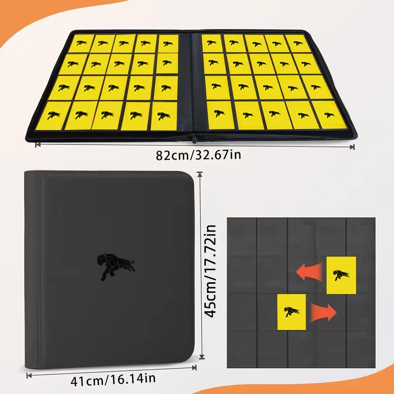 20 Pocket Zippered Card Organizer, 1280 Double-Sided PU Album, Trading Card Holder for TCG Sports Cards Game Cards