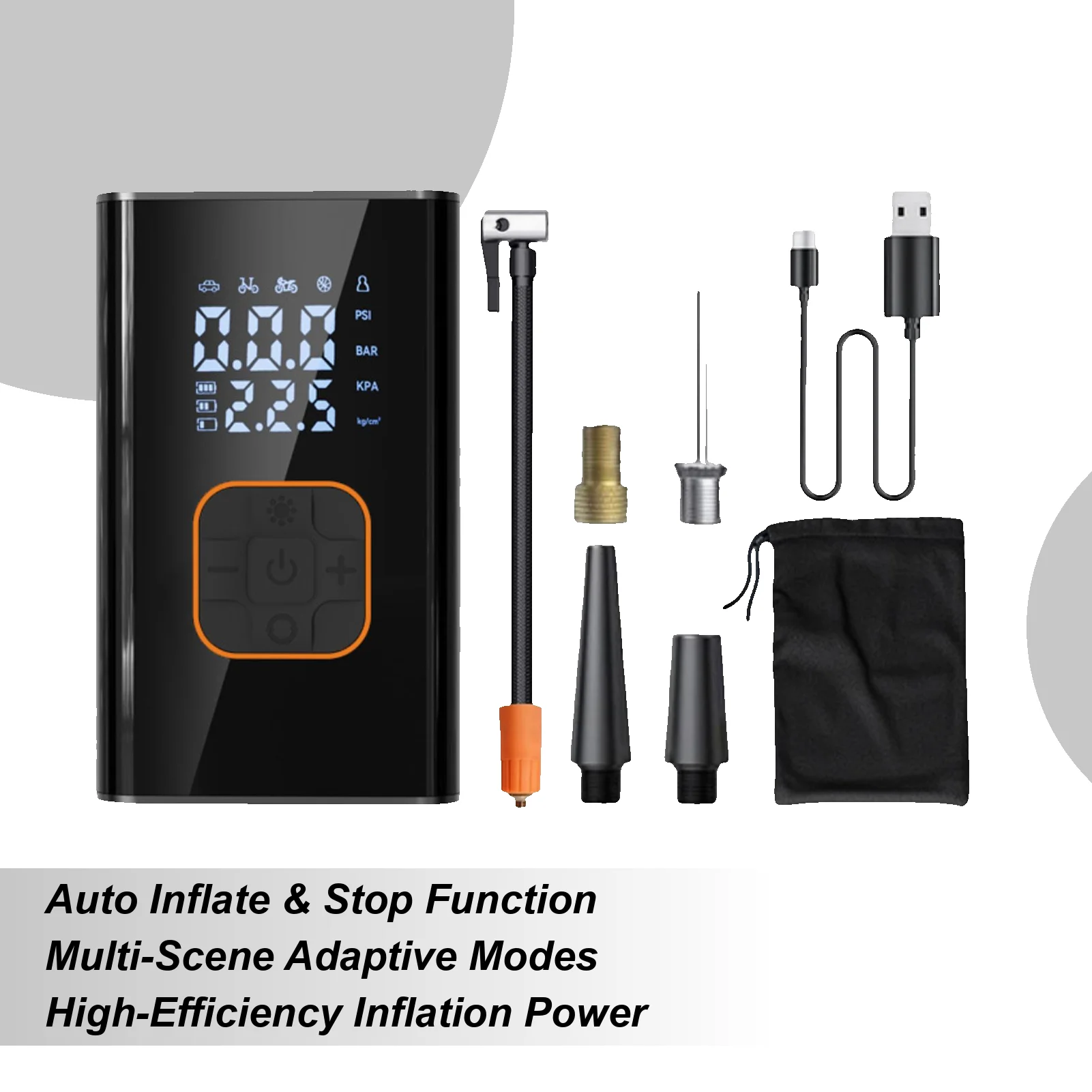 

Car Air Pump Rechargeable Cordless 150PSI Electric Tire Inflator Air Compressor With Digital Display For Auto Truck SUV Bike