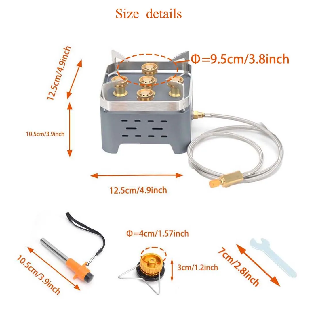 Imagem -03 - Fogão de Acampamento Portátil com Bolsa de Transporte Queimador de Núcleos Fogão a Gás Poder Forte Exterior Caminhadas Piquenique Churrasco 12000w