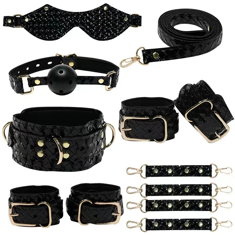 Bondage set with leather handcuffs BDSM bondage kit Gear set