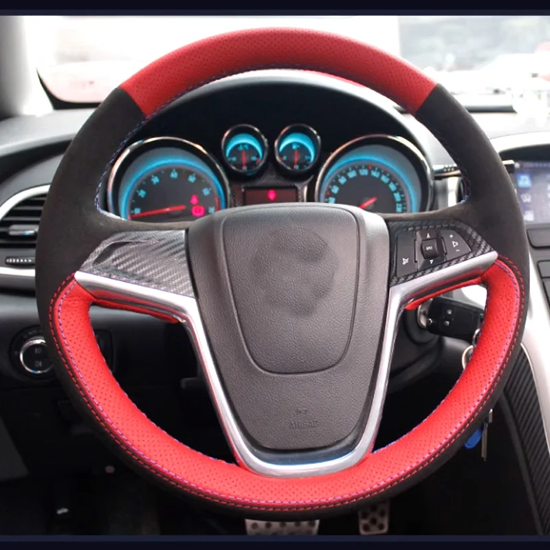 

Custom Sports Style Wheel Cover for Opel Astra J Mokka Insignia Meriva Zafira C Hand-stitched Leather&suede Steering Wheel Cover