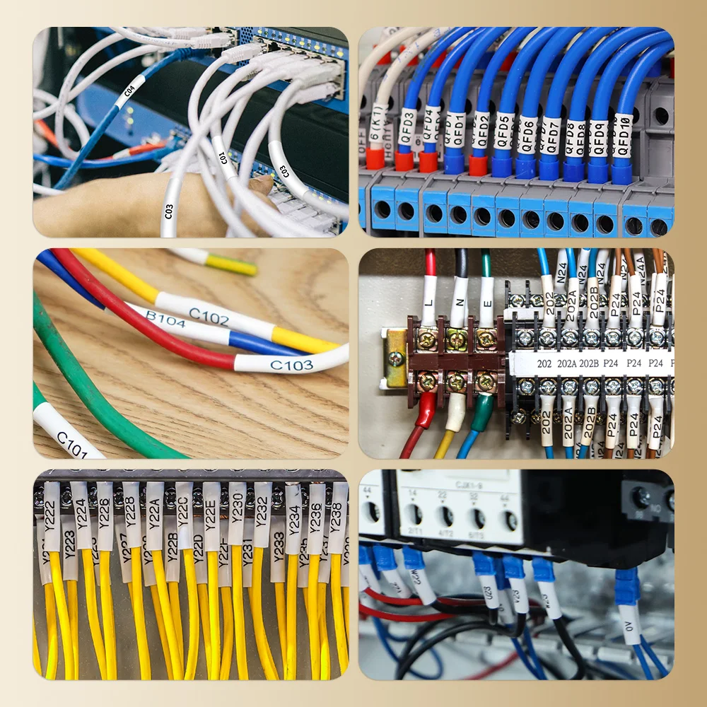 E1000 PRO Draagbare Krimpkous Labelprinter Industriële Labelprinter Compatibel Brother HSE-231 HSE-631 voor Markering Kabels