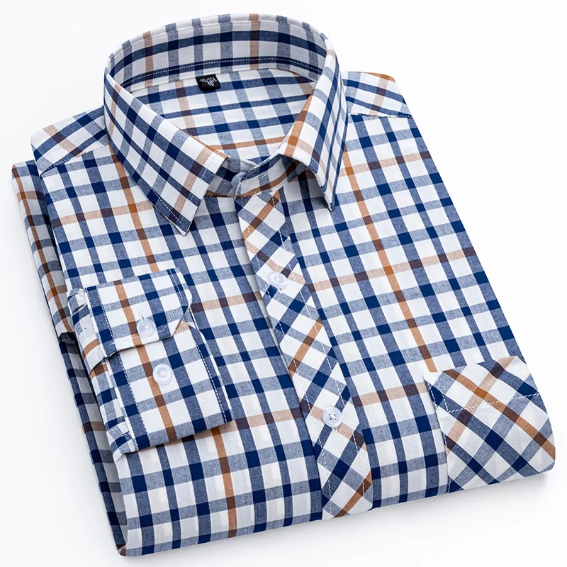 New in shirt 100%cotton thin plaid long-sleeve shirts for men slim fit formal plain shirt fashion korean elegants casual clothes