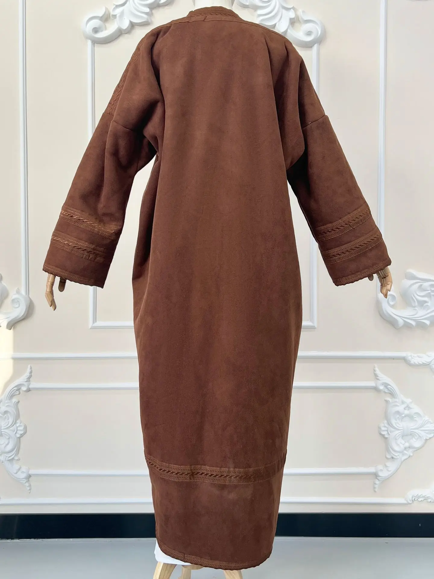 Winter Neue Wildleder Mantel Verdickt Pelz Lange Fleece Frauen Jacke Warme Abaya Dubai Kaftan Muslimischen Kleid Kimono Strickjacke Islam Kleidung