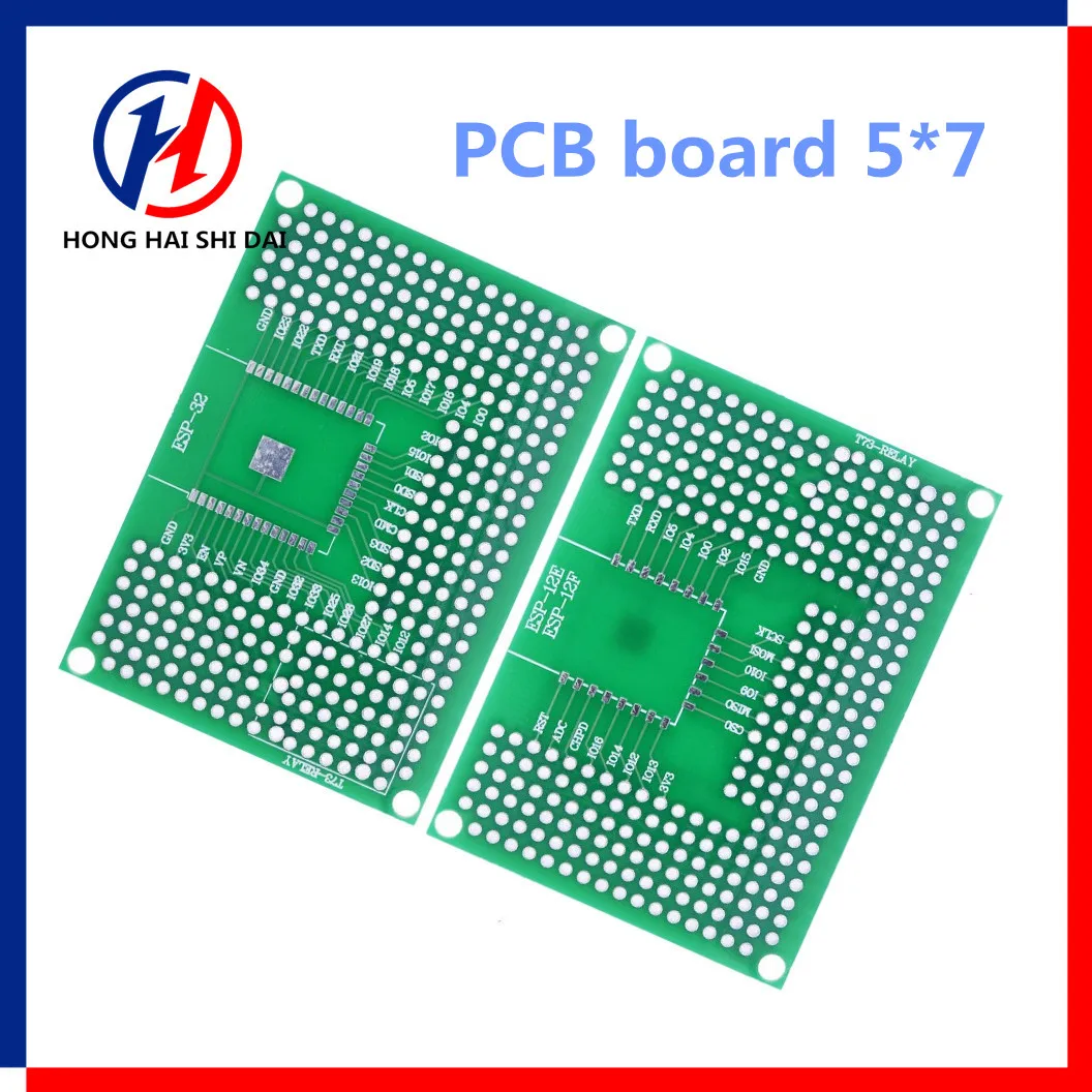 양면 프로토타입 PCB 보드 브레드보드 프로토쉴드, 릴레이 ESP8266 와이파이 ESP-12F ESP-12E ESP32 ESP32S 용, 5x7cm