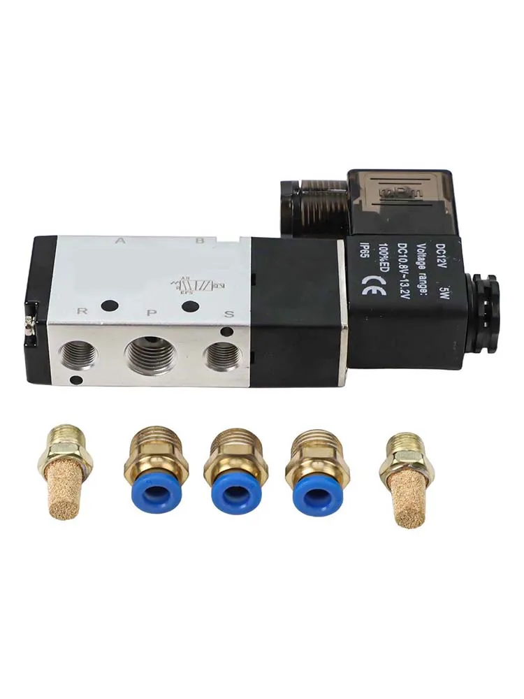 4V210-08 DC 12V ソレノイド空気圧バルブ 5 ポート 2 ポジション & コネクタホームセンターのハードウェア部品