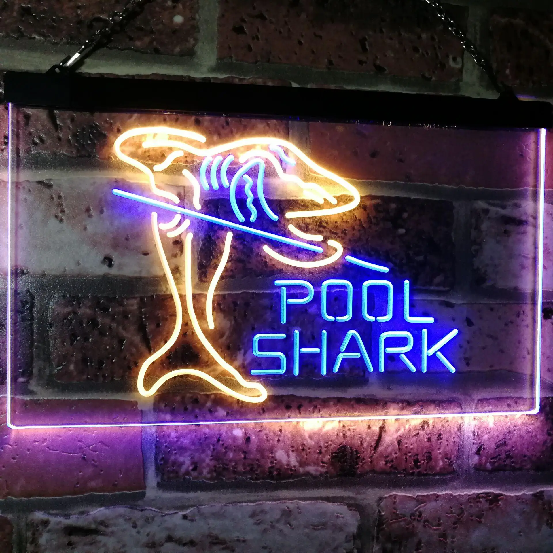 Shark Snooker Pool Room Dual Color Led Neon Sign st6-i2009