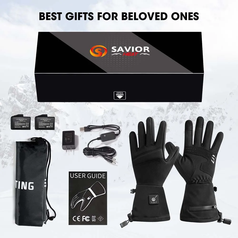 Savior Heat Rechargeable Electric Ski Heated Gloves Touch Liners for Men Women Battery Heated Glove for Driving Hunting 2022