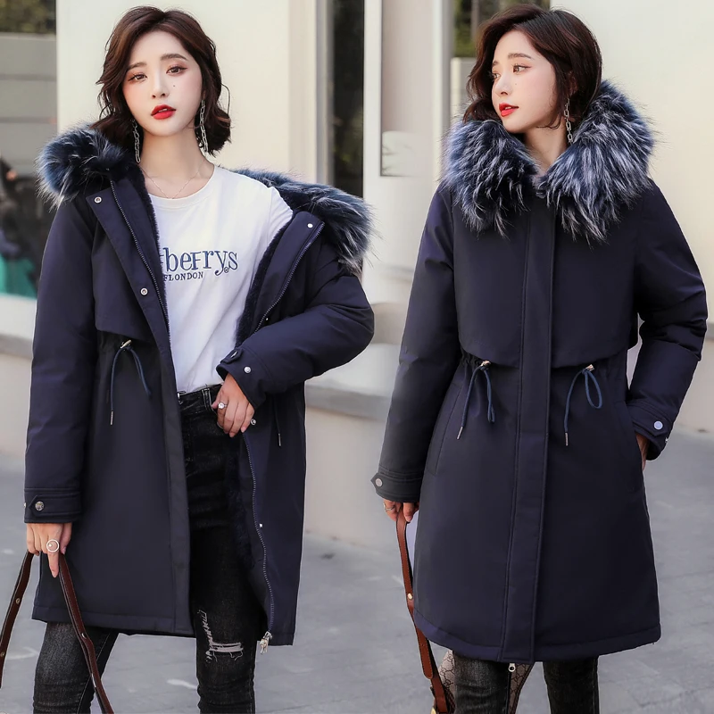 Jaqueta Parka Fena Plus Size Solta de Aodão Acolchoado sso, Estilo Coreano, Crimento Médio, Nova, Com Cinto na Ci...