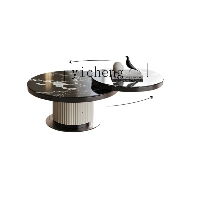 YY Marble Minimalist round Tea Table Villa Large Apartment  Rotating Coffee Table