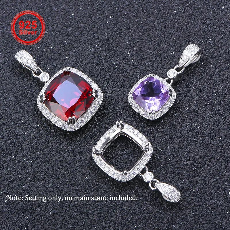925 Silver Cushion Pendant Base - 6-12mm Adjustable DIY Jewelry Base  Minimalist Elegance  Handmade  for Stunning Accessories