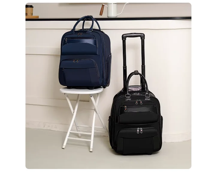 

Женская ручная кладь под сиденьем с колесами, 17-дюймовая бюджетная сумка для багажа авиакомпании, легкие мягкие дорожные чемоданы-тоут