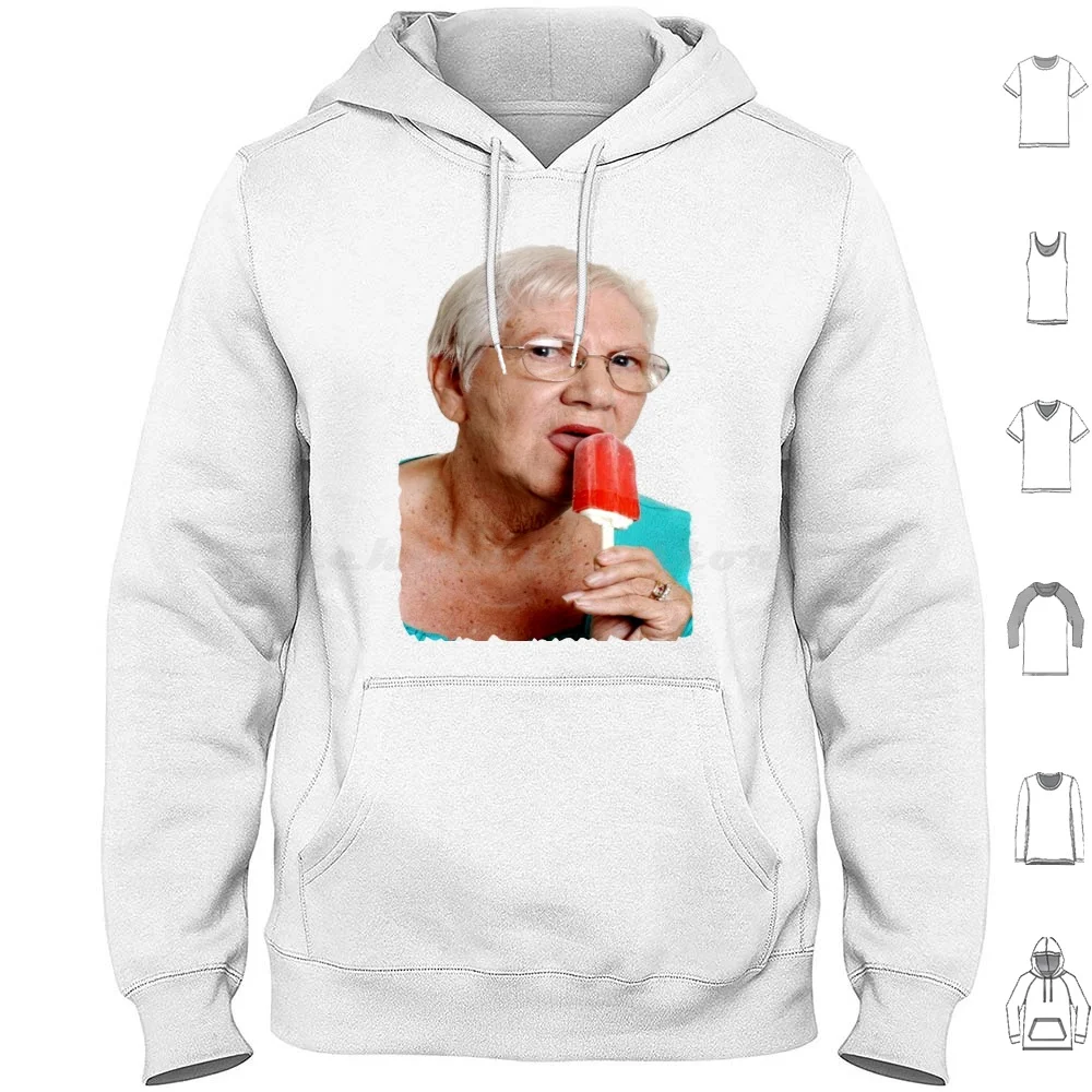 Camiseta Granny / Ice Lolly com capuz de algodão manga comprida masculina feminina piada engraçada ofensiva grosuda academia treino férias