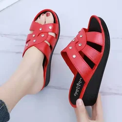 Slippers Platform Wedges Women  Sandals Summer Female Mules Clogs Beach Shoes Thick Bottom Non-Slip Solid Chaussures2023