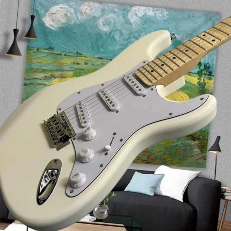 Cream White STS SSS Electric Guitar Maplewood Neck Popular Blues Country All-around Entry-level Artifact 39 Inch Free Shipping