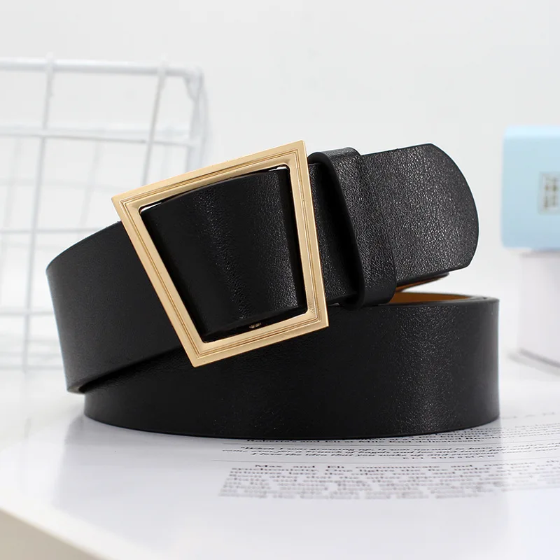 Popular Retro Versatile Belt Fashion Women's Geometric Trapezoid No-Punch Wide Belt