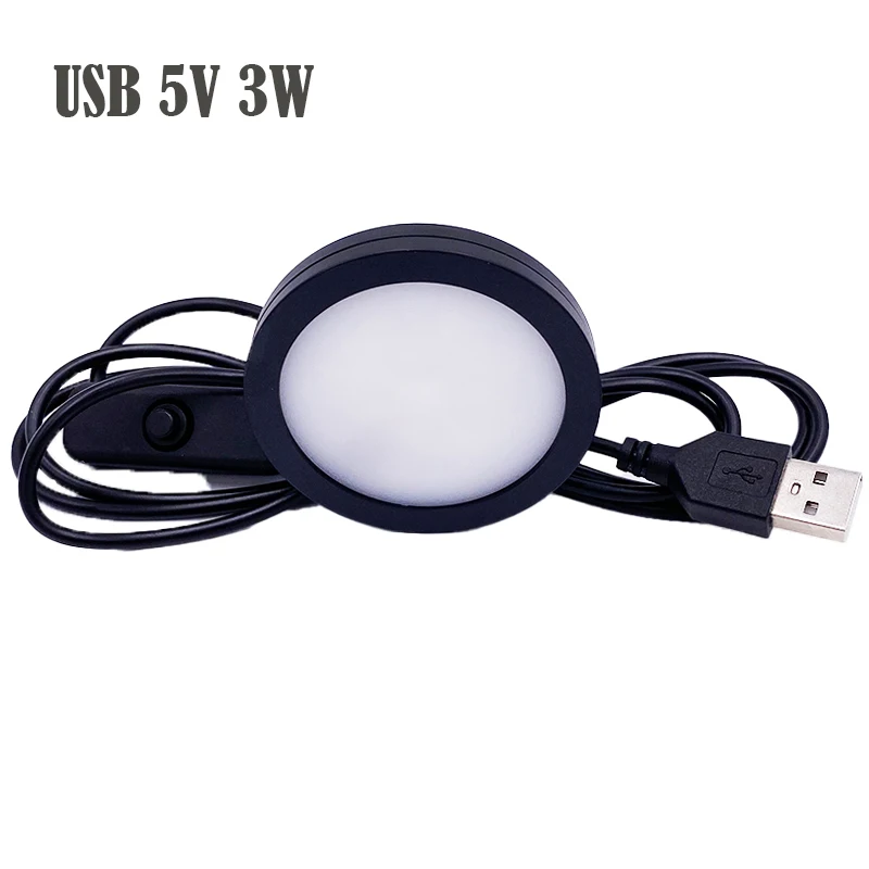 Ultra Slim LED Spotlight USB 5V LED Under Cabinet Shelf Light Caravan Campervan Spotlight Indoor Light with Switch 3W