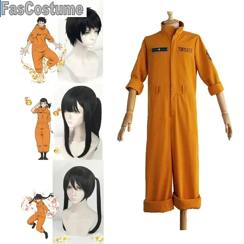 

КостюмShinra Kusakabe Косплей Костюм Enn No Shouboutai Fire Force Комбинезон Маки Озе Косплей Парик Котацу Тамаки Fire Service