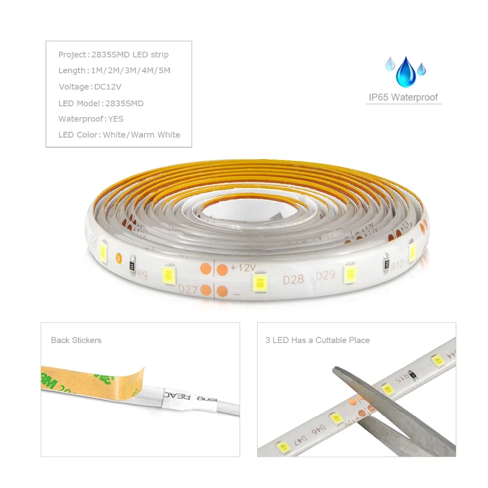 220V 110V Touch Sensor Switch LED Strip Light 12V Flexible adhesive led tape lamp for Bedside Closet PC Screen Backlight Decor