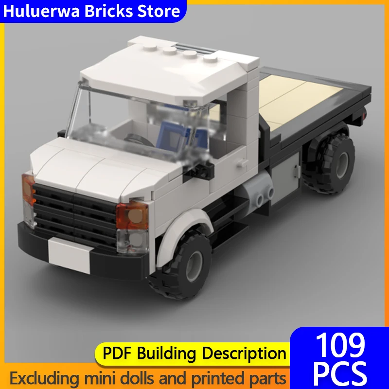 

Модель городской автомобиль MOC, строительные кирпичи, белый грузовик и бортовой кровать, модульная технология, детские праздничные подарки, сборка игрушек, костюм