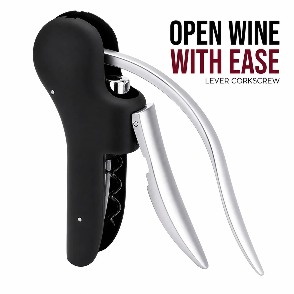 Swan Shape Lever Wine Opener Zinc Alloy Corkscrew Quick Cork Remover for Home Bar Kitchen Restaurant Gift Black Red