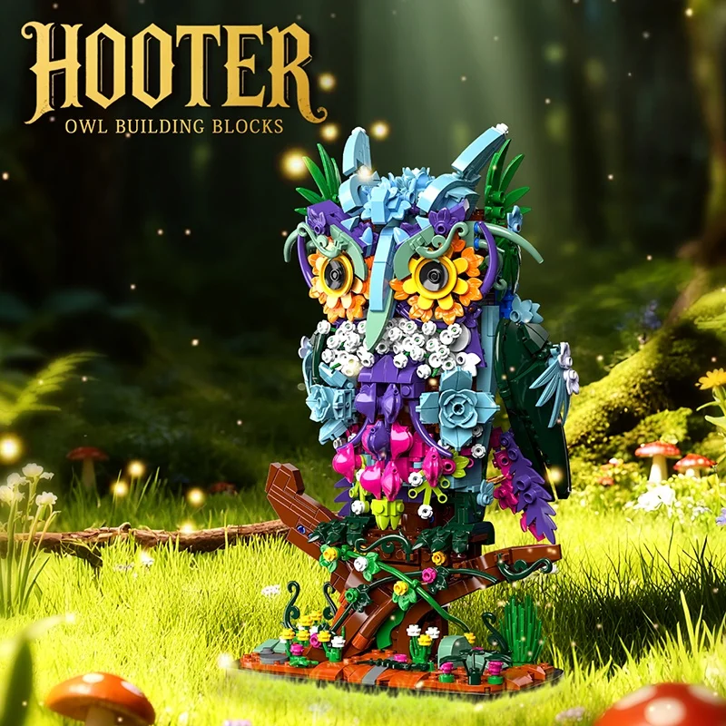 

Flower Owl Model 3D Puzzle Building Blocks Creative Desktop Ornament, Suitable as a Holiday or Christmas Gift
