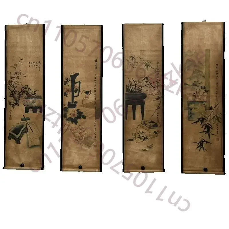 chinese-ancient-paper-calligraphy-paintings-scrolls-poems-famous-calligraphy-and-painting-four-map-art-decorative-wall-hanging