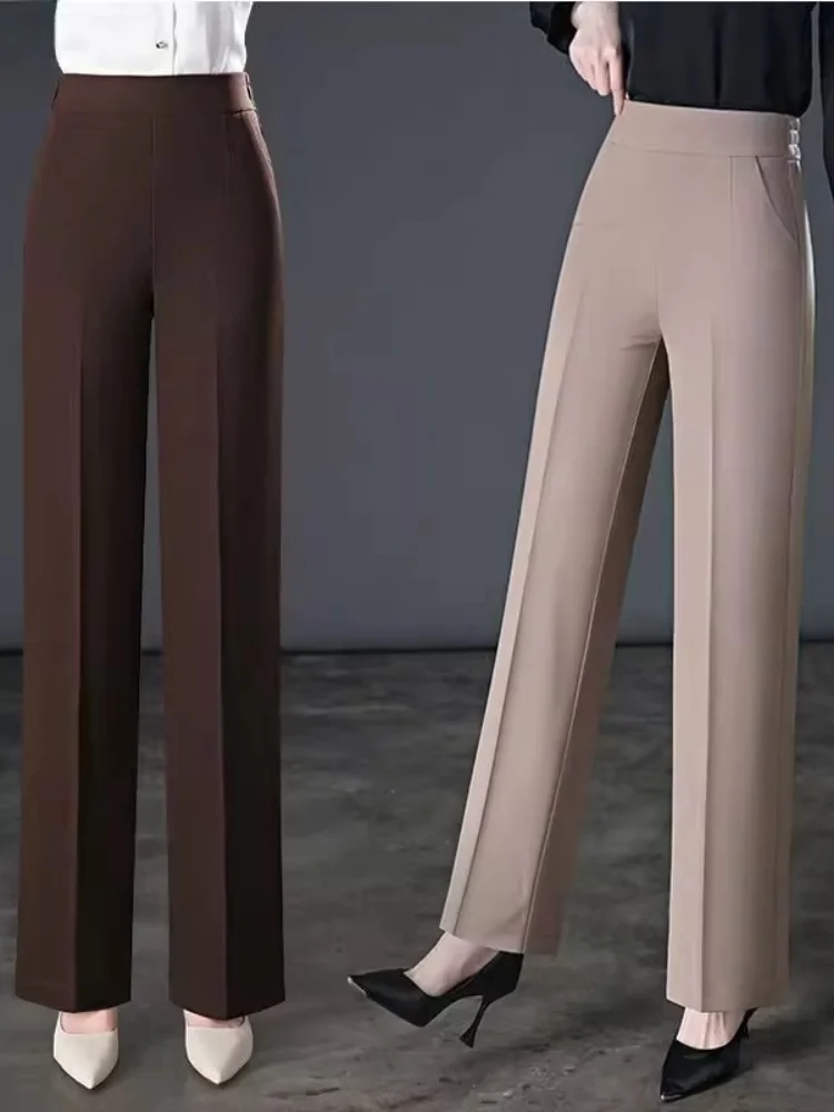 

High Waist Wide Leg Casual Suit Pants Thin Summer Outerwear for Older Women Versatile Loose Fit Trousers Korean Style Commute...