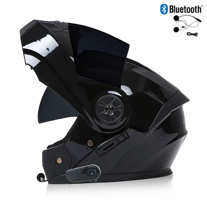 Bluetooth Heren Motorhelmen Volledig Gezicht Casco voor Motorfietsen Man Motocross Kask Flip up Casque De Moto DOT Gecertificeerd BLD