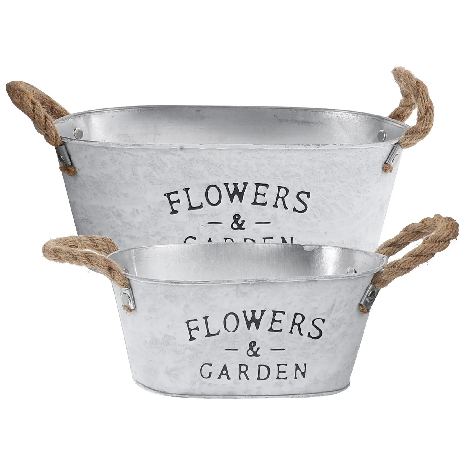 2Pcs Retro Flowerpot Vintage Galvanize Iron Flower Buckets Small Flower Containers Decorative Plant Vases for Garden Office Home