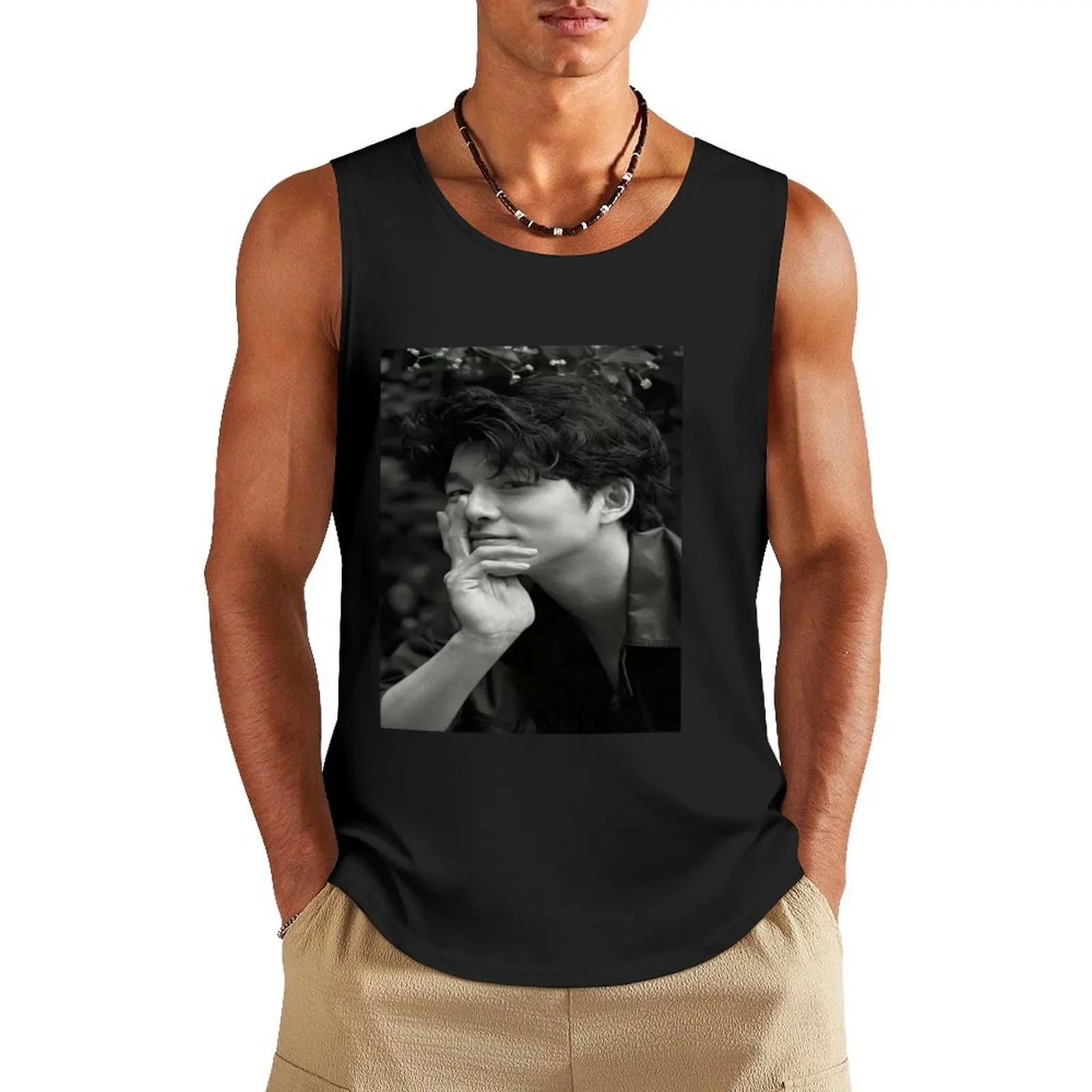 

funny Gong Yoo Tank Top Gym T-shirts for men Men's clothing brands sleeveless man shirts