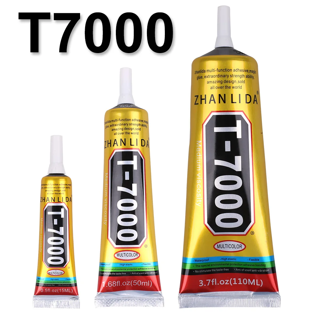 หลอดแก้ว T7000สีดำขนาด15/50/110มล. ซ่อมมือถือคอมพิวเตอร์หน้าจอแสดงผลแบบซูเปอร์สัมผัสหน้าจอกระจกหน้าจอ LCD T-7000กาว