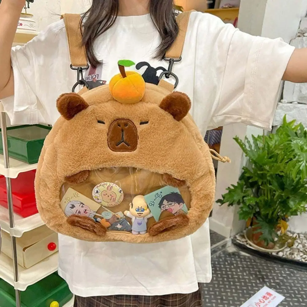 Bolso de hombro multifunción Capybara Itabag, bolsa con cremallera, artículo pequeño, bolsa de muñeca transparente, cartera colgante, mochila de Anime, regalo