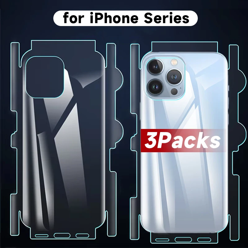 3/1Sets Back Hydrogel Film Border Frame Stickers for IPhone 16 Pro 15 14 13 12 ProMax Plus Back Side Full Cover Screen Protector