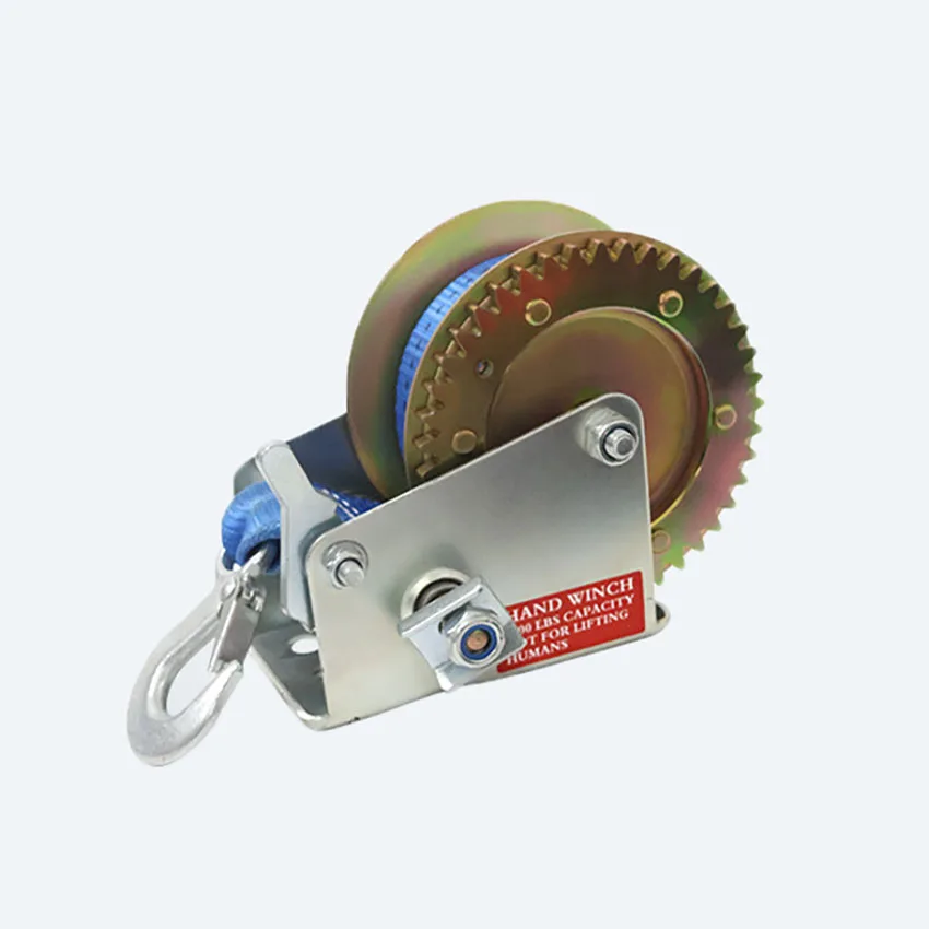 1600lbs 800lbs Manual Winch with Nylon Strap - Heavy Duty Alloy Steel Hand Crank - For Industrial Lifting Winch