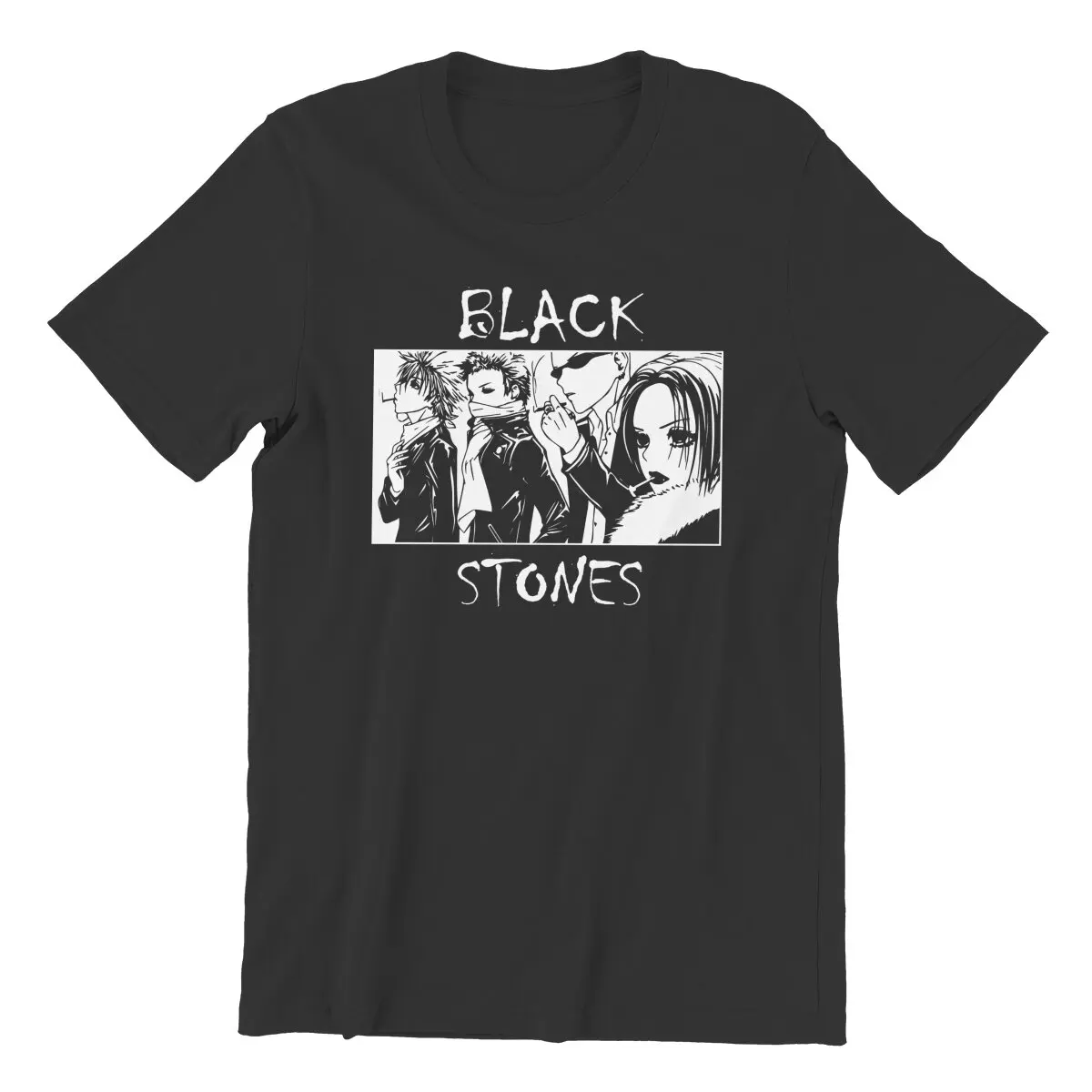 Vintage Black stones Anime Nana komatsu Punk Manga Unisex T-Shirt for Men Pure Cotton printed Clothing Gift Idea