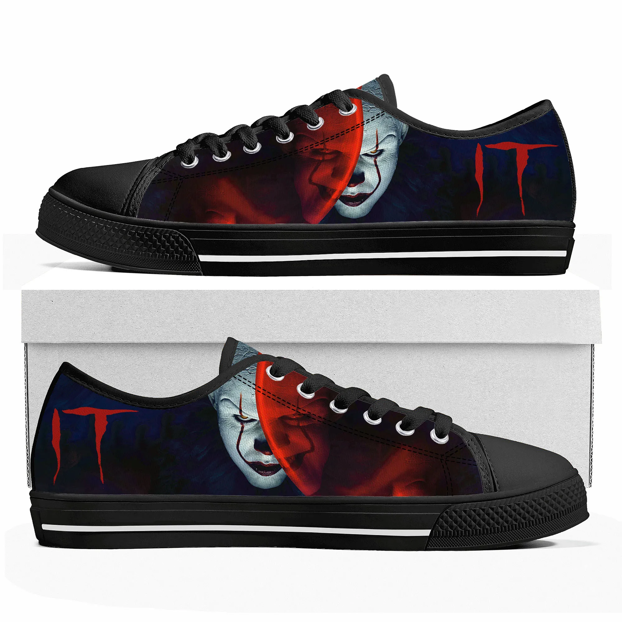 It Movie Pennywise the dancing clown Low Top Sneakers Mens Womens Teenager Canvas Sneaker Casual Shoes Customize Shoe