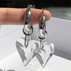 New transparent heart-shaped crystal earrings a pair of ear buckle senior sense of temperament ear accessories female wholesale