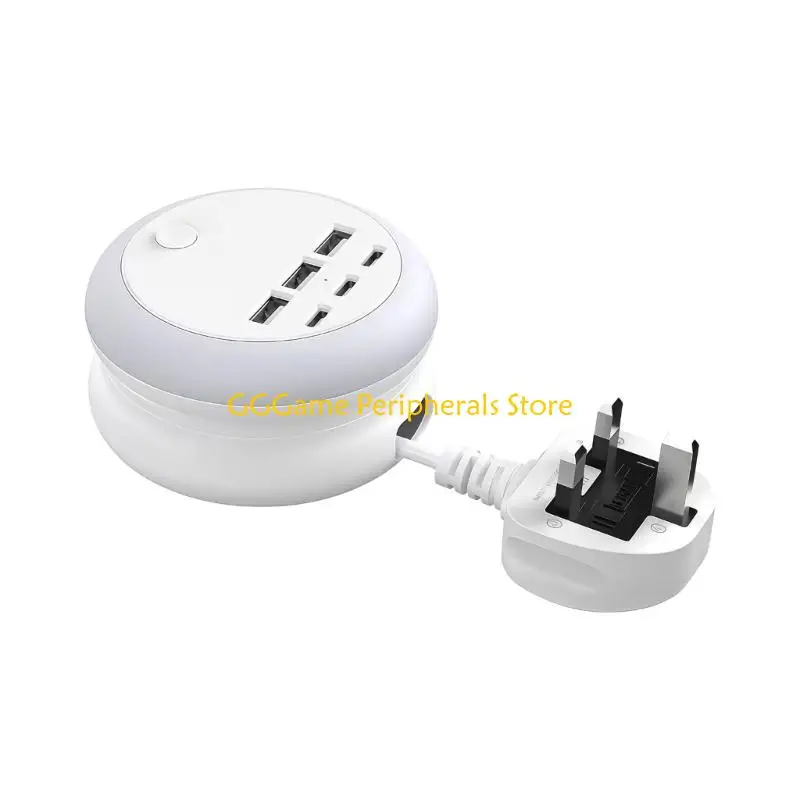 U55B Round Extension Charging Hub with 3Prong Plug for Hotel and Office Use