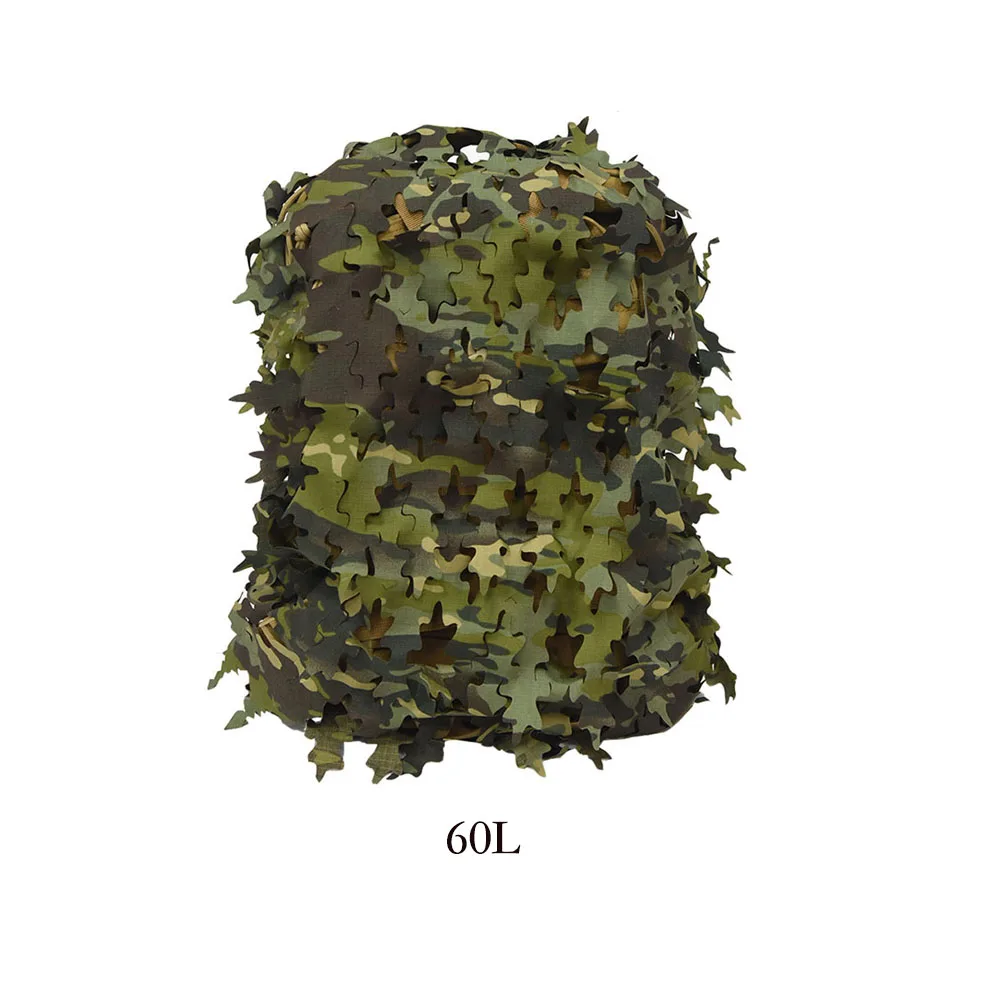 3D Bionic Leaf Shape Disguised Net Rucksackbezug 60L 80L Laser Cut Jagdrucksackbezug Fallschirmjäger – Detail 4