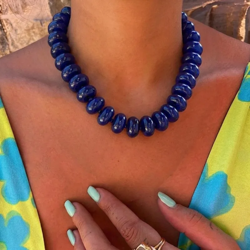 Exquisite Dopamine Candy‑color Abacus Bead Collarbone Chain Necklace for Women Versatile Music Festival Party Gathering Jewelry