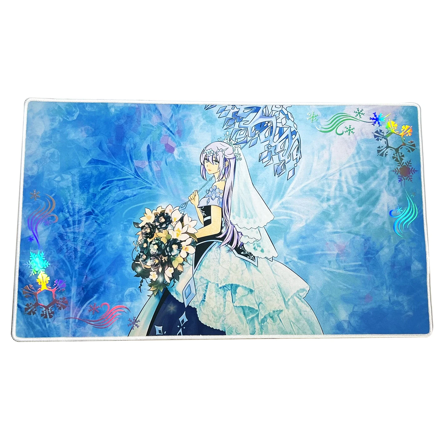 

YuGiOh Teardrop The Rikka Queen YGO Foil Playmat Holographic Mat Shinny Holo Playmat Collection Anime Game Mat Custom Desk +Bag