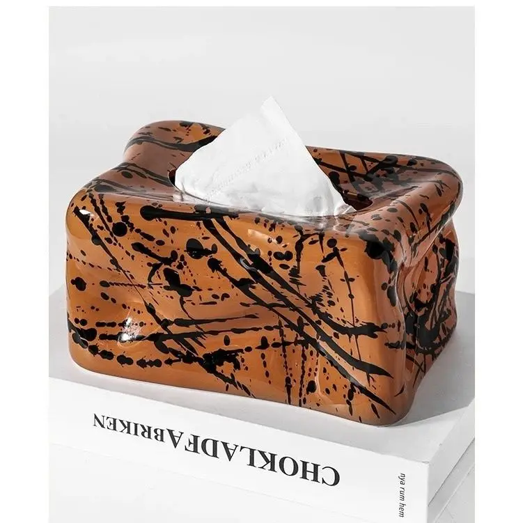 

Stylish Ceramic Tissue Box with Splash Ink Design - Modern Home Decor for Living Room, Coffee Table & Artistic Accent