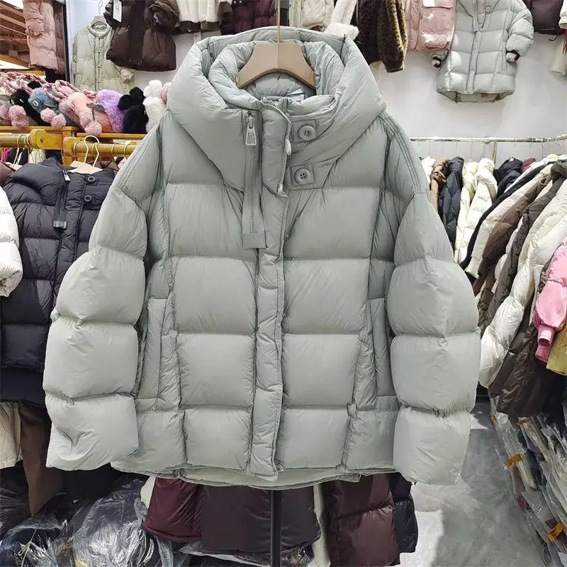 Women's Du down Puffer Jaet Winter New Sle Thiened Hooded Casual Versatile Warm Outerwear Bread Sle Zipper Closure